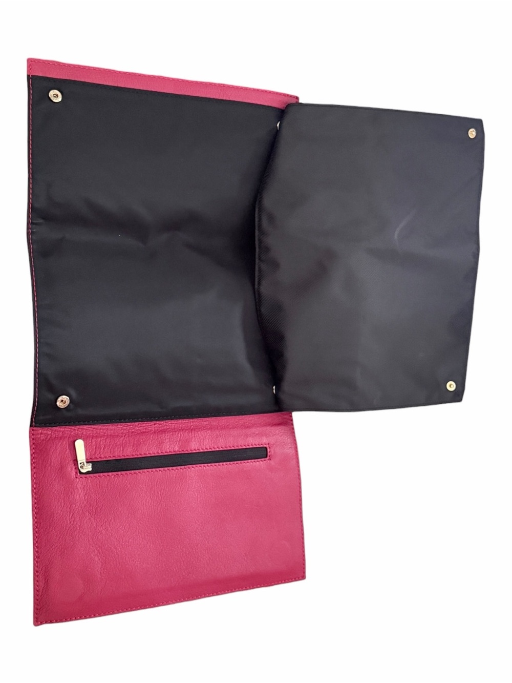 Kusshi Red Leather Makeup Clutch Cover with Brush Organizer Attachment - Picture 6 of 8